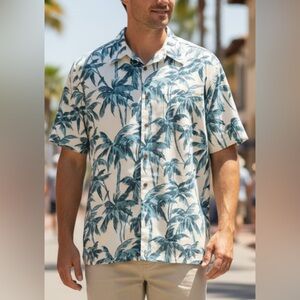 Joe Kealoha Reyn Spooner Aloha Shirt Large Tall Palm Cotton Hawaiian Vintage